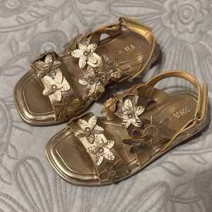 Zara Metallic Gold Kids Sandals with Floral Design